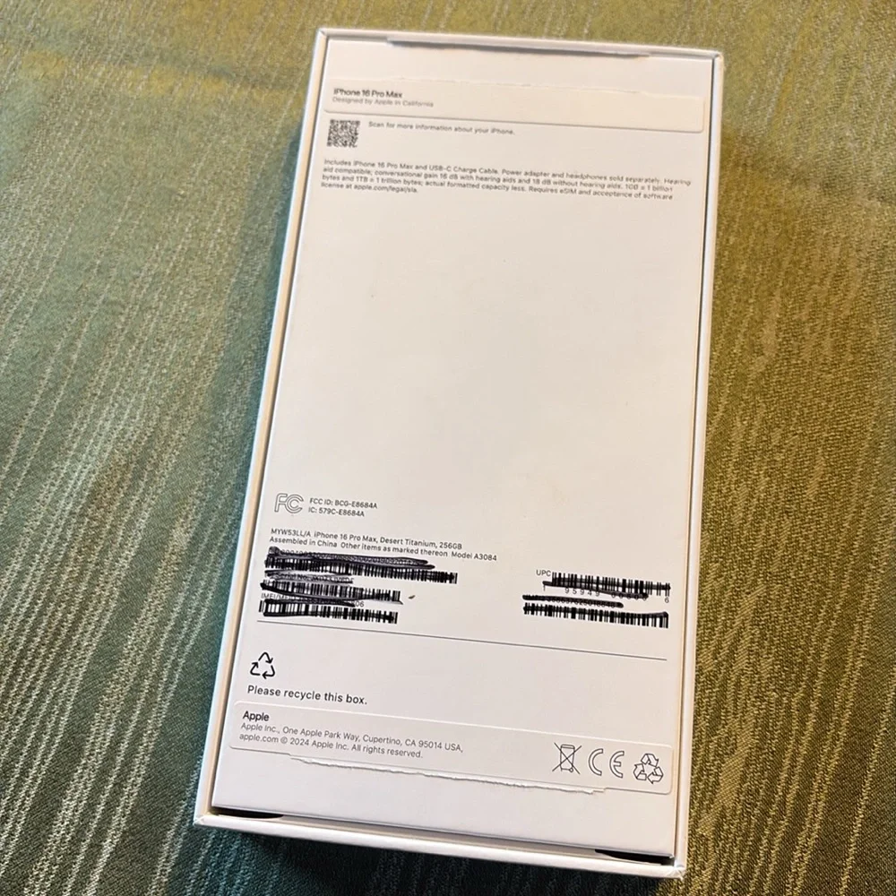 Empty 16 Pro max Apple iPhone box AUTHENTIC PACKAGING replacement desert gold